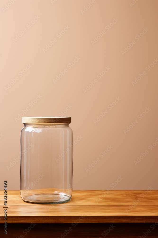 Poster a simple backdrop with a clear empty glass jar front and center ai generated illustration