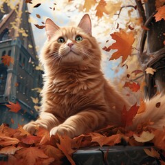 cat in the autumn