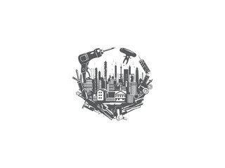 Construction logo design premium vector, vector and illustration,