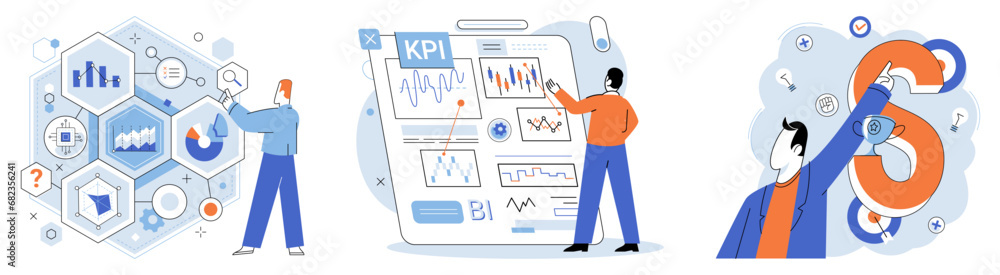 Poster analysis tool. business intelligence. vector illustration search engine optimization enhances online