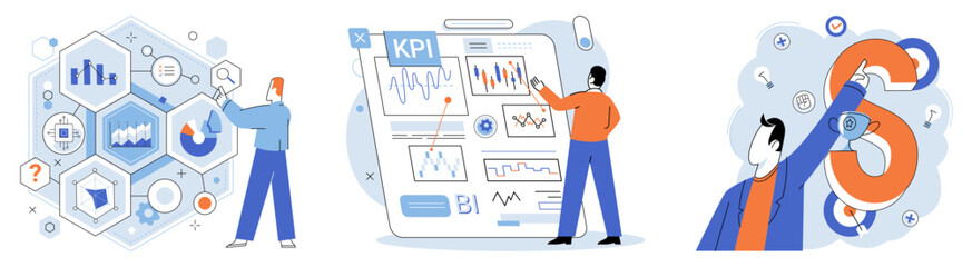 Analysis tool. Business intelligence. Vector illustration Search engine optimization enhances online visibility Planning is essential for effective project management Vectors are used for scalable