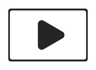 Video player black and white 2D line cartoon object. Video play button isolated vector outline item. Videoplayer service watching. Streaming platform application monochromatic flat spot illustration