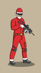 santa claus soldier holding assault rifle