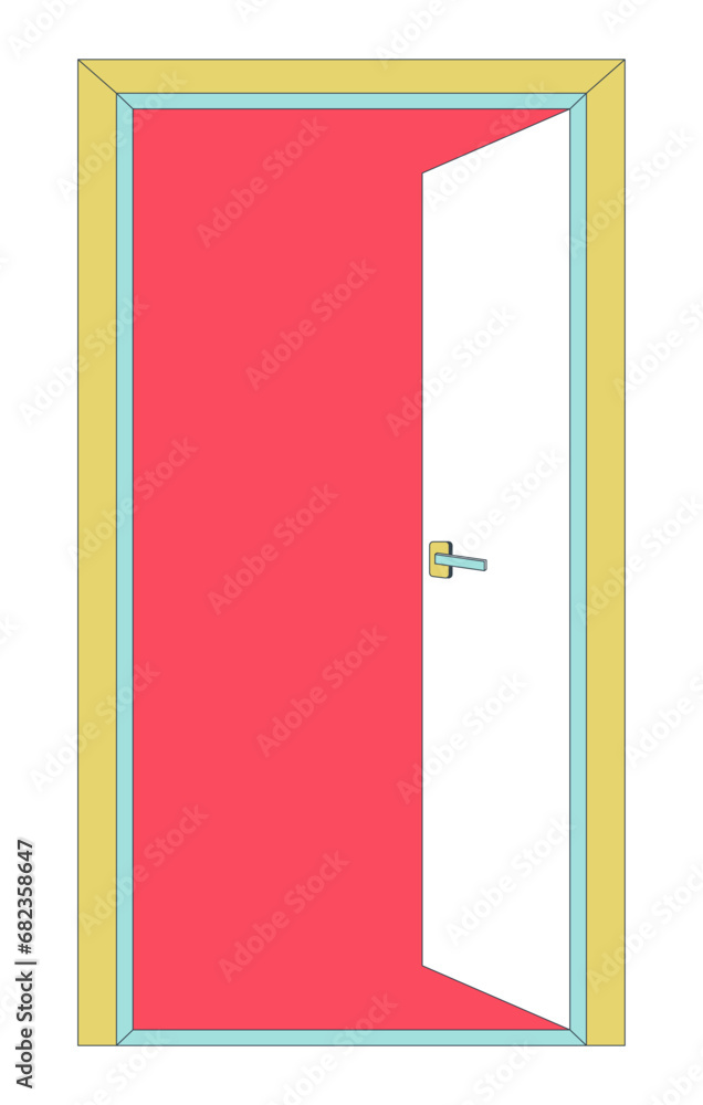 Aufkleber open door 2d linear cartoon object. exit doorway isolated line vector element white background. quit