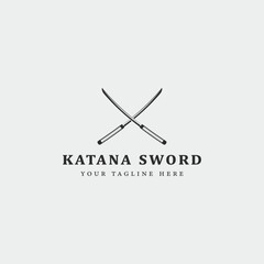 katana sword logo vintage vector illustration concept template icon design