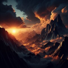 high quality 8K Ultra HD Digital art Stunning sunset view