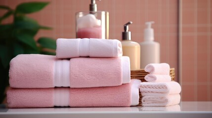 Fototapeta na wymiar Bathroom with towels