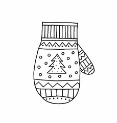 Mitten, illustration for coloring