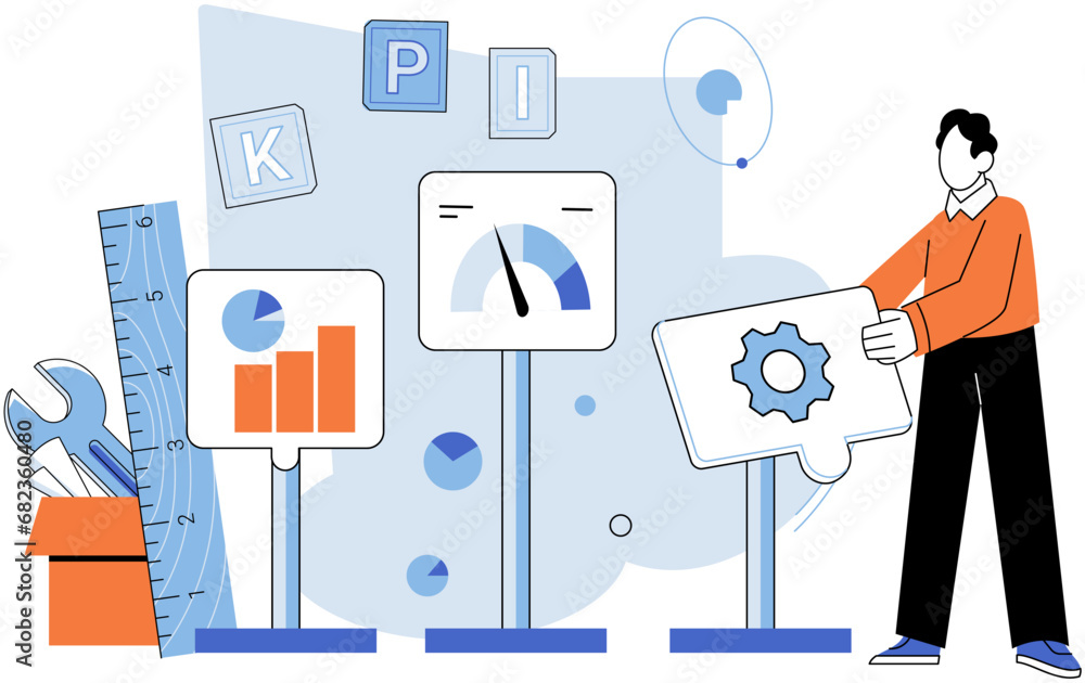 Fototapete key metrics. vector illustration. metrics provide quantifiable measures quality and efficiency succe