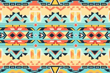close-up on a navajo blanket pattern - obrazy, fototapety, plakaty