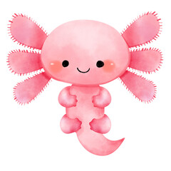 Axolotl pink pastel watercolor cute and playful character