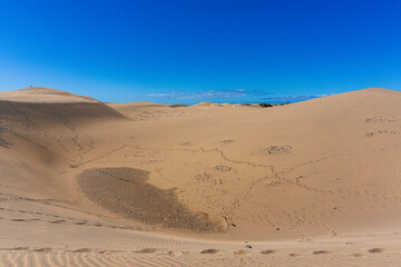Gran Canaria Maspalomas. Shot from the Dunes with Sand and Sun and the Beach.
