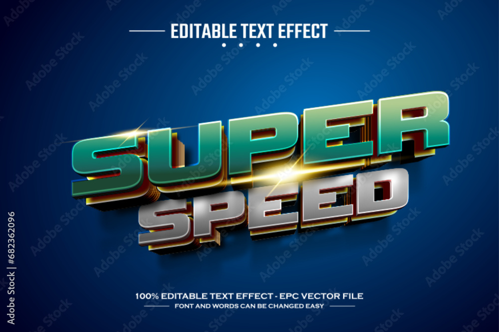 Poster super speed 3d editable text effect template