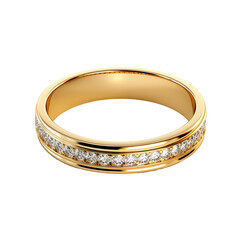 Luxury Gold ring with diamonds white background PNG