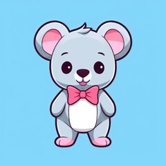 Sweet koala wearing a pink bow tie simplistic line
