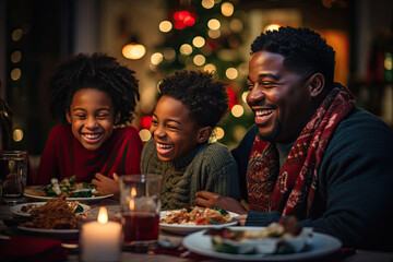 African American family enjoying a festive holiday dinner creating an atmosphere of joy celebration and love
