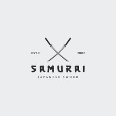 samurai katana sword logo vintage vector illustration concept template icon design