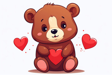 cute bear character love theme