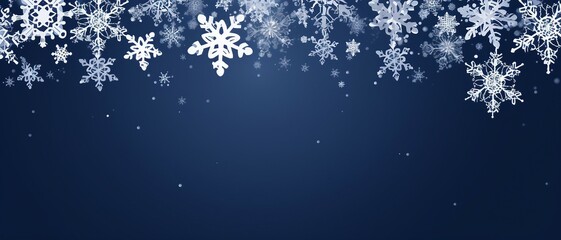 Fototapeta na wymiar Snowflake border,Christmas background with white snowflakes frame on a blue background with copy space .