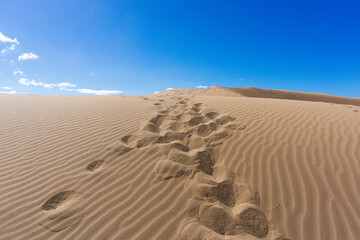 Gran Canaria Maspalomas. Shot from the Dunes with Sand and Sun and the Beach.