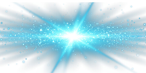 Powder dust light. Magic shining blue dust. Fine, shiny dust bokeh particles fall off lightly. Fantastic shimmer effect. Christmas background. PNG.