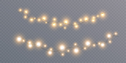 Christmas glowing lights isolated on transparent background. For New Year's and holiday decorations. © MAKSYM