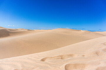 Gran Canaria Maspalomas. Shot from the Dunes with Sand and Sun and the Beach.