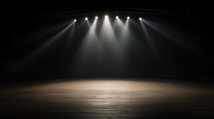 An empty stage with a single spotlight focusing on the center  AI generated illustration - obrazy, fototapety, plakaty