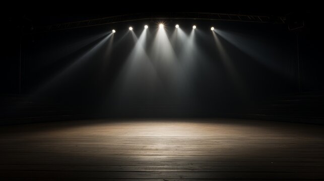 An empty stage with a single spotlight focusing on the center  AI generated illustration