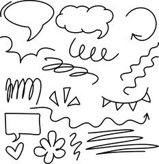 Sketch arrows and frames. Hand drawn arrow, doodle divider and circle, oval and square frame vector set. Underline and navigation symbols. Dotted and curvy lines. Scribble elements, cursors