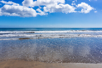 Gran Canaria Maspalomas. Shot from the Dunes with Sand and Sun and the Beach.