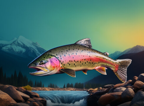 Trout for Webpage Header created with Generative AI Technology, ai, generative