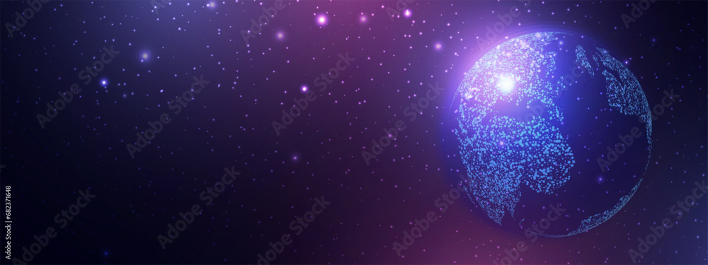 Poster futuristic map of the planet. world map. globalization internet and technology, cyber security. abst