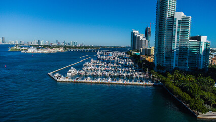 Aerial view of Miami south beach marina in florida usa