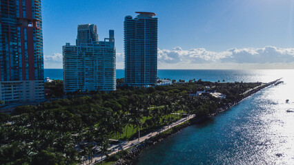 Aerial view of south miami beach in florida, usa in a sunny day