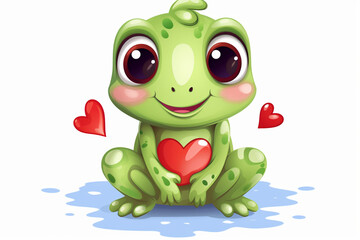 cute frog character love theme - obrazy, fototapety, plakaty