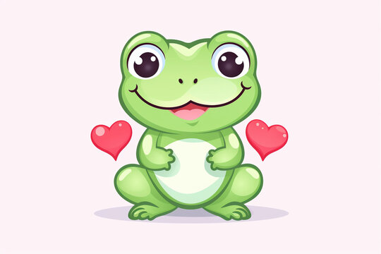 cute frog character love theme