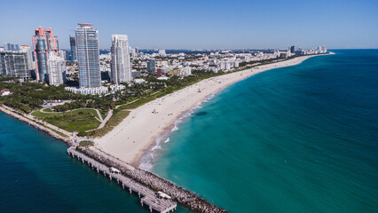 aerial view of beach south miami florida usa - obrazy, fototapety, plakaty