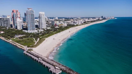 Fototapete Vereinigte Staaten aerial view of beach south miami florida usa