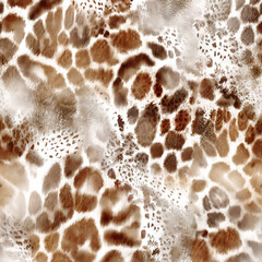 Seamless mixed watercolor leopard and snake texture.
