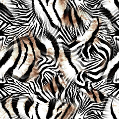 Fototapeta na wymiar Seamless zebra texture, zebra and tiger skin, animal pattern.