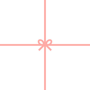白い背景にシンプルでかわいいピンク色のリボン - ギフト･お祝いのイメージ素材 - 正方形