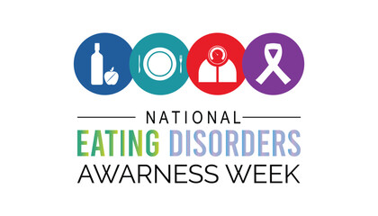 Vector illustration on the theme of National Eating disorders and screening week observed each year during February.banner, Holiday, poster, card and background design. - obrazy, fototapety, plakaty