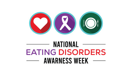 Vector illustration on the theme of National Eating disorders and screening week observed each year during February.banner, Holiday, poster, card and background design.
