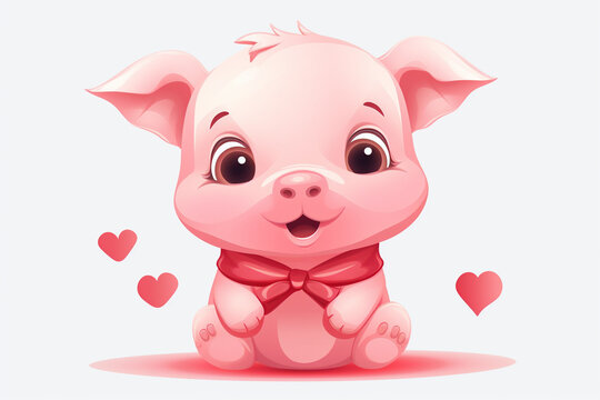 cute pig characters love theme