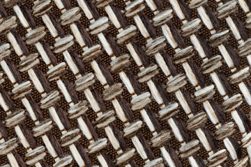 Texture of brown wicker furniture fabric. background matting cotton flap upholstery. CORFU fabric
