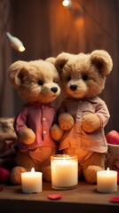 Teddy day poster Idea of Two Teddy sitting together ,Valentines Day, Propose day,  Valentines Day date. 
