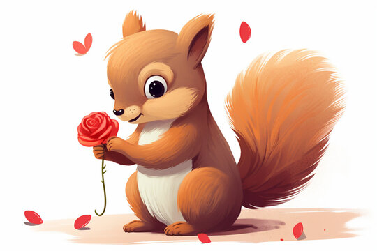 cute squirrel characters love theme