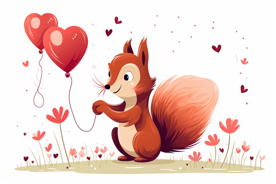 cute squirrel characters love theme