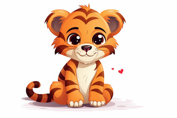 cute tiger characters love theme